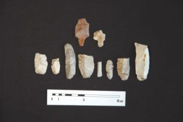 A sample of flints found at the Mesolithic settlement site at Linkshouse, Stronsay