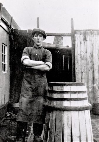 Young cooper, Andrew Young, in the herring fishing days in Stronsay